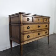 Louis XVI style chest of drawers in cherry wood with Pyrenean marble.