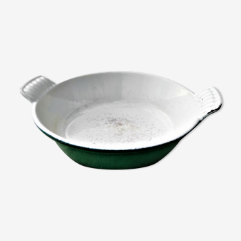 Plat à œuf en fonte verte Le Creuset vintage de n° 16 vers 1970/1980