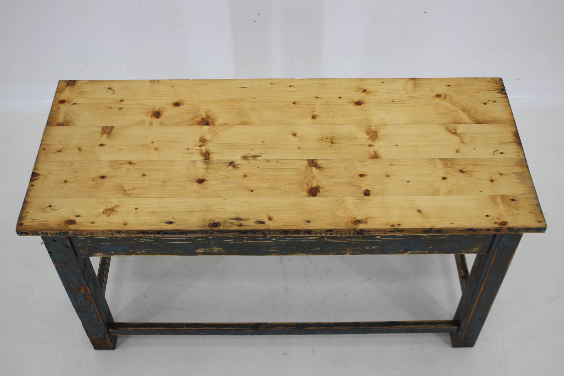 1950s Patinated Pine Tree Wooden Table, Czechoslovakia