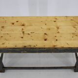 1950s Patinated Pine Tree Wooden Table, Czechoslovakia