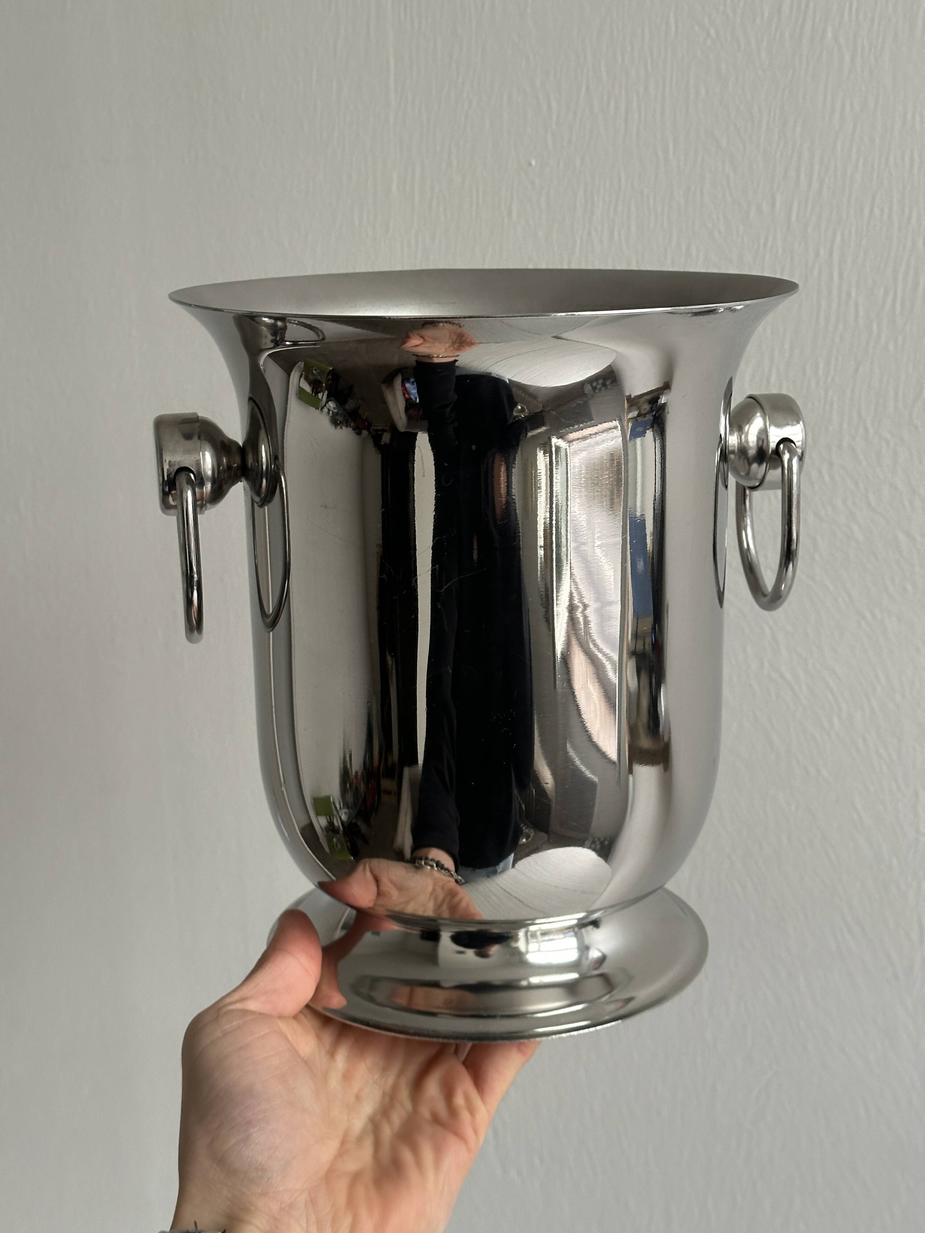 Silver metal champagne bucket