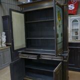 Buffet a deux corps en poirier noirci napoléon Décor de montgolfières