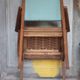 Pair of wooden bridge armchairs from the 1950s, vintage chairs.