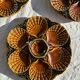 Set of 12 oyster or shell plates in glazed brown ceramic D