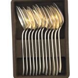 Ercuis 12 spoons soup model carthage silver metal art deco in a case