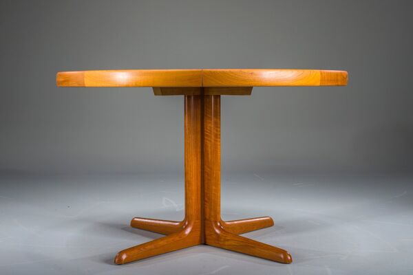 Table à manger ronde en teck vintage, années 1960