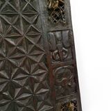 African door in carved wood and bronze of village chief Baboun, Cameroon, early 20th century