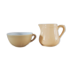 Earthenware cup and milk jar