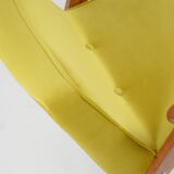 Vintage velvet armchair 366, designer J. Chierowski, restored, yellow velvet