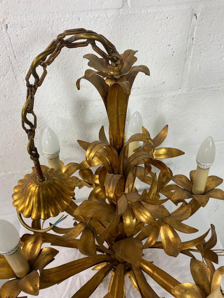 Vintage "golden" pendant lamp / flower chandelier
