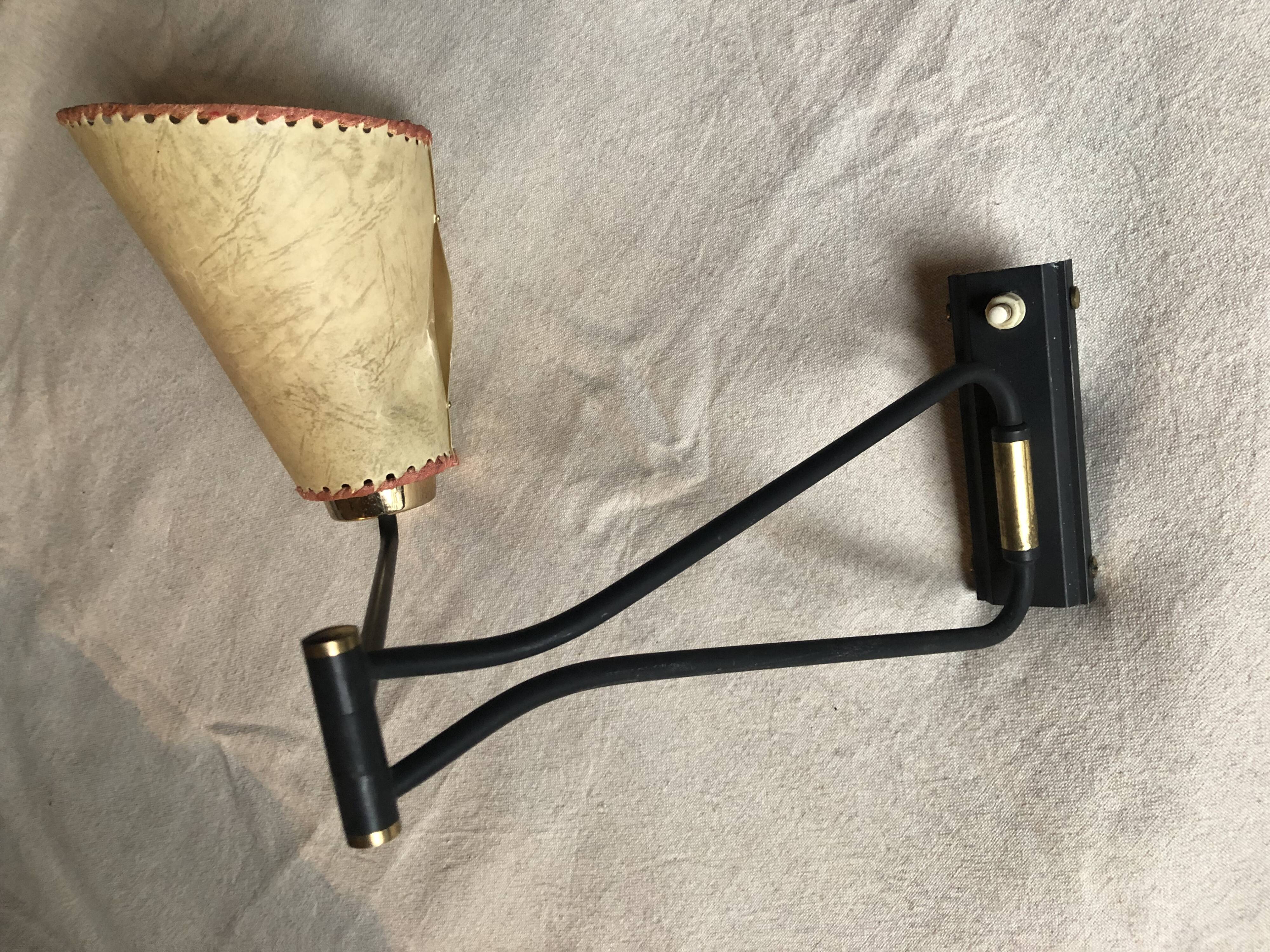 Wall lamp 2 black metal arms 60s