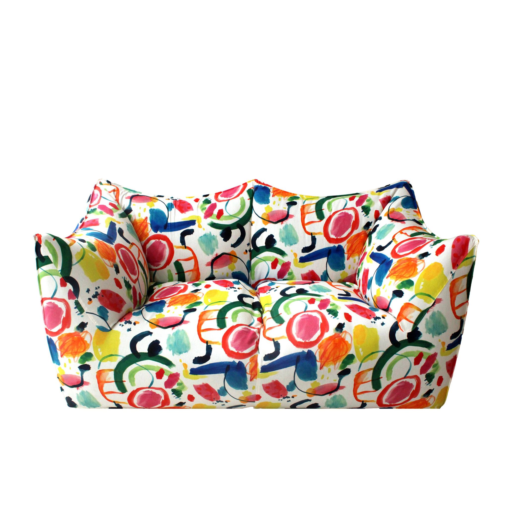 Sofa Bibambola conçu par Mario Bellini, revêtu de tissu Arty coloré.