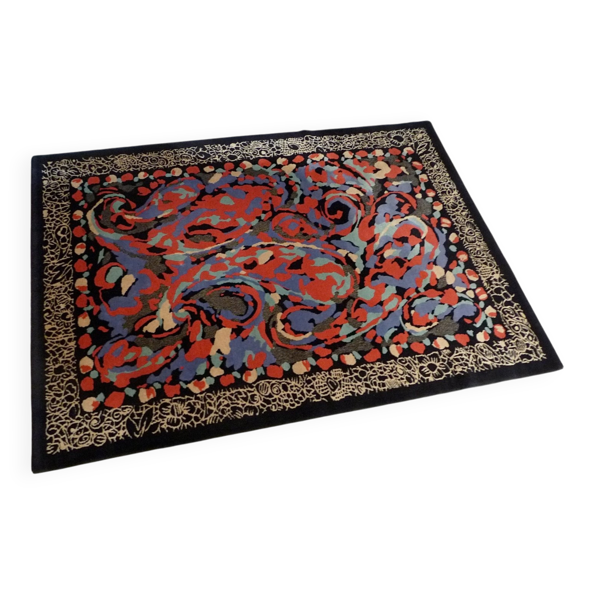Postmodern Art rug by Pierre Balmain for Van Neder Rugs, France 1980s