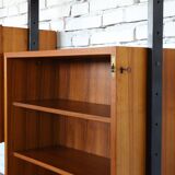 1950s mid-century wall unit teak and iron folding desk & cabinet module