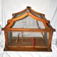 Large vintage wooden birdcage with metal mesh - Handmade 1960s
