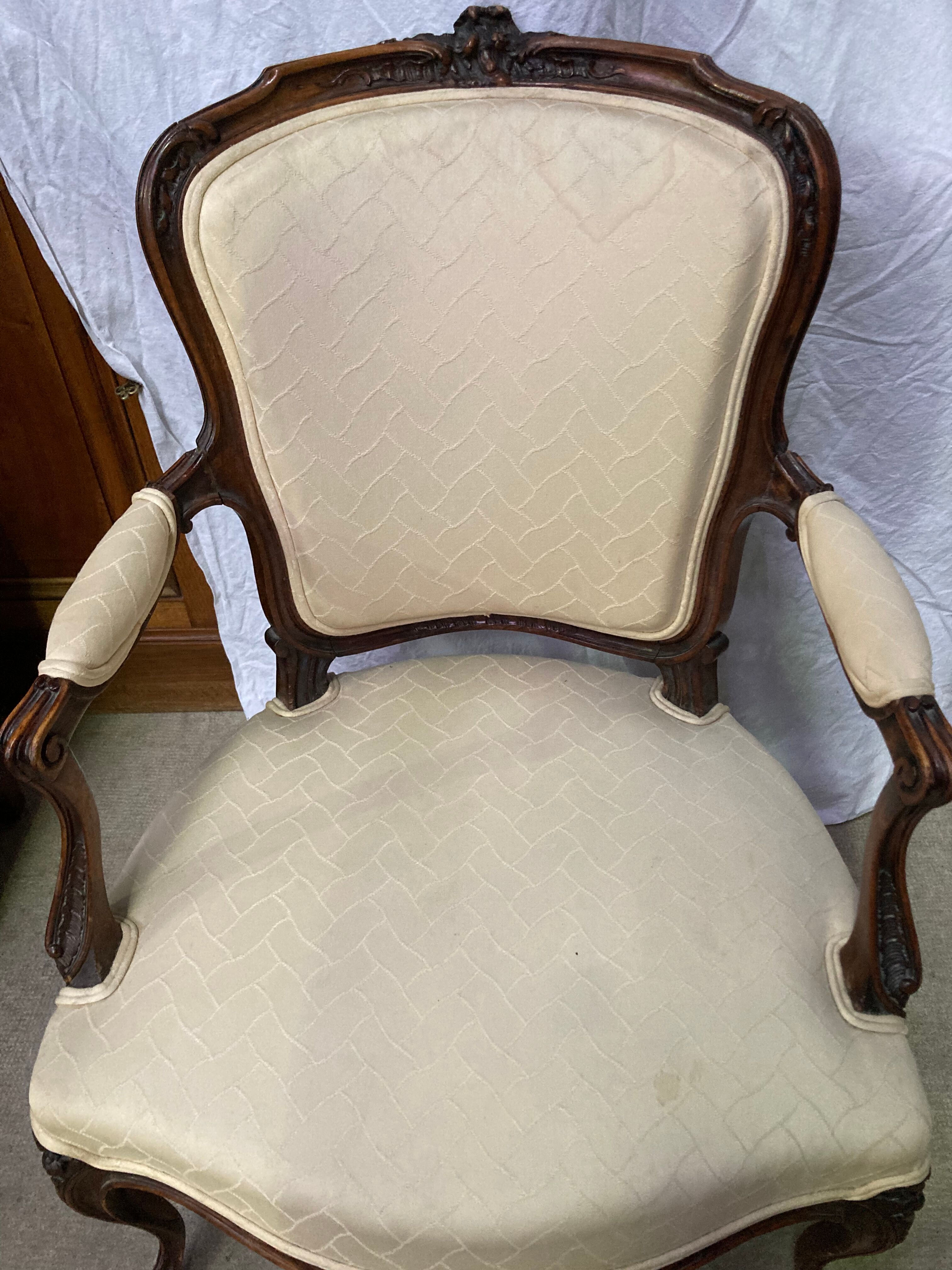 Pair of armchairs style Louis XV beige