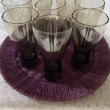 Set of 8 vintage smoked glasses