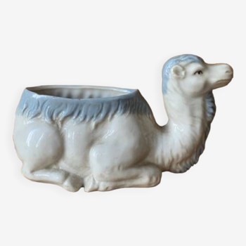 Old camel mustard pot in enameled porcelain biscuit, 1900