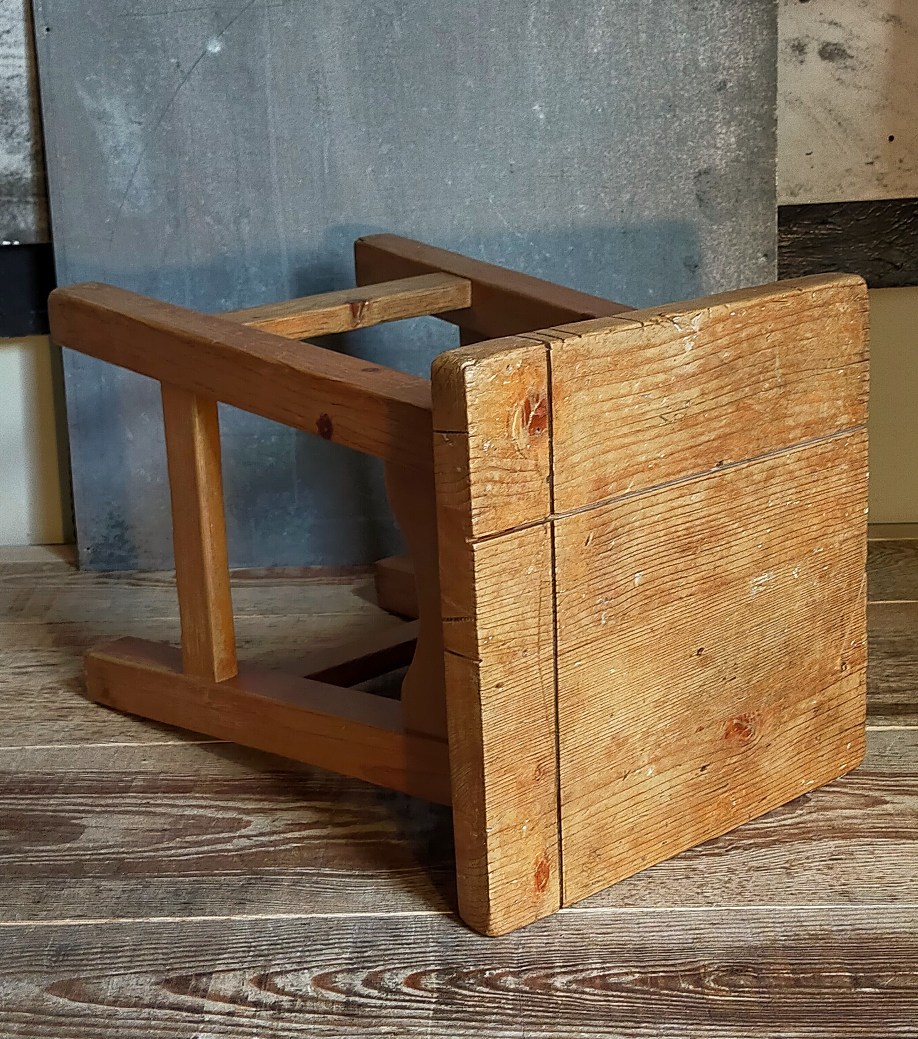 Vintage solid pine workshop stool