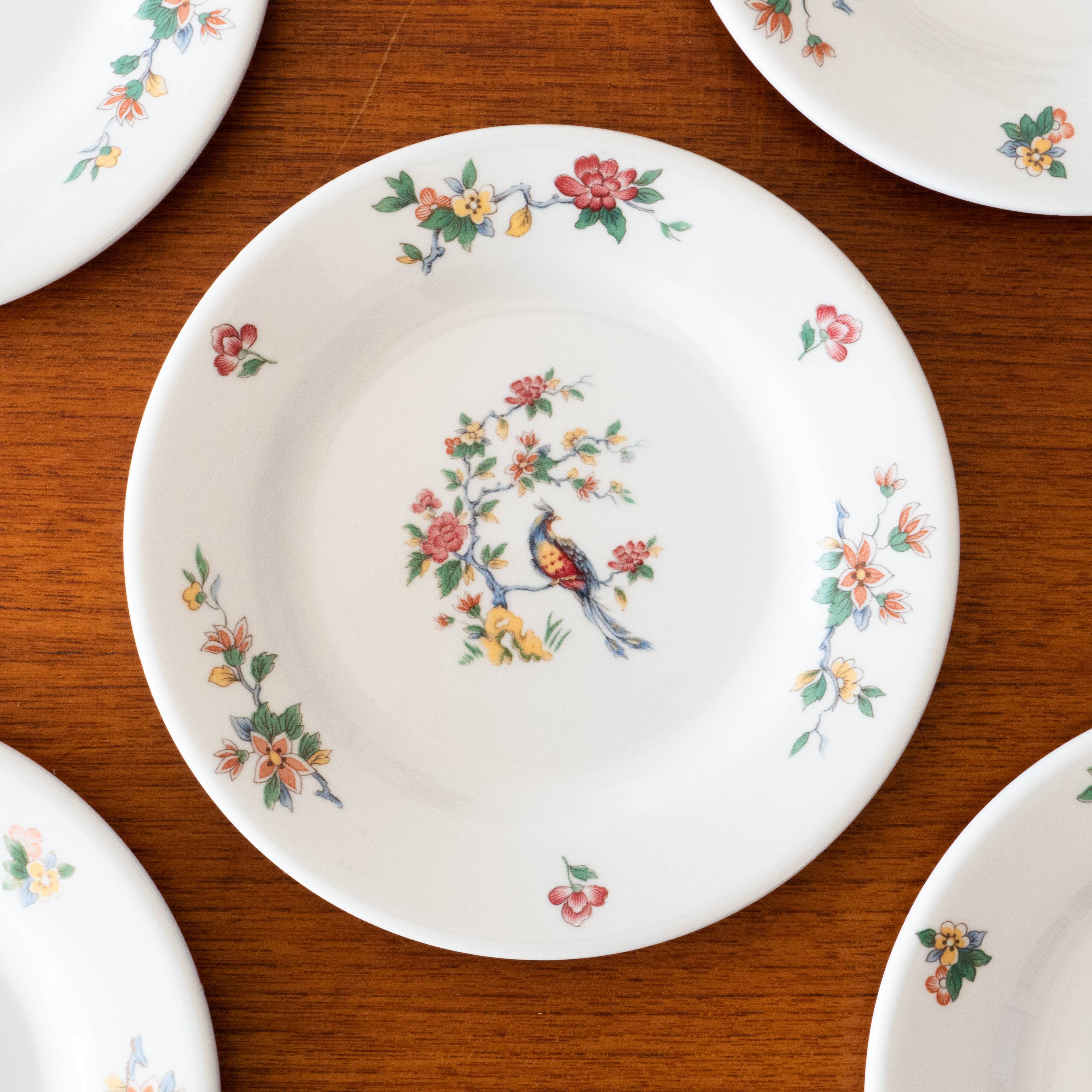 5 Sarreguemines porcelain plates bird decoration