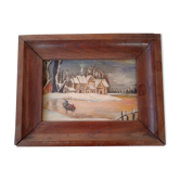 Tableau huile sur toile paysage enneigé