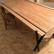 Multiline beech design table and matte black steel