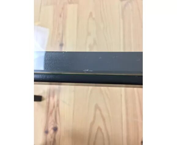 Modernist coffee table 50s black metal and glass