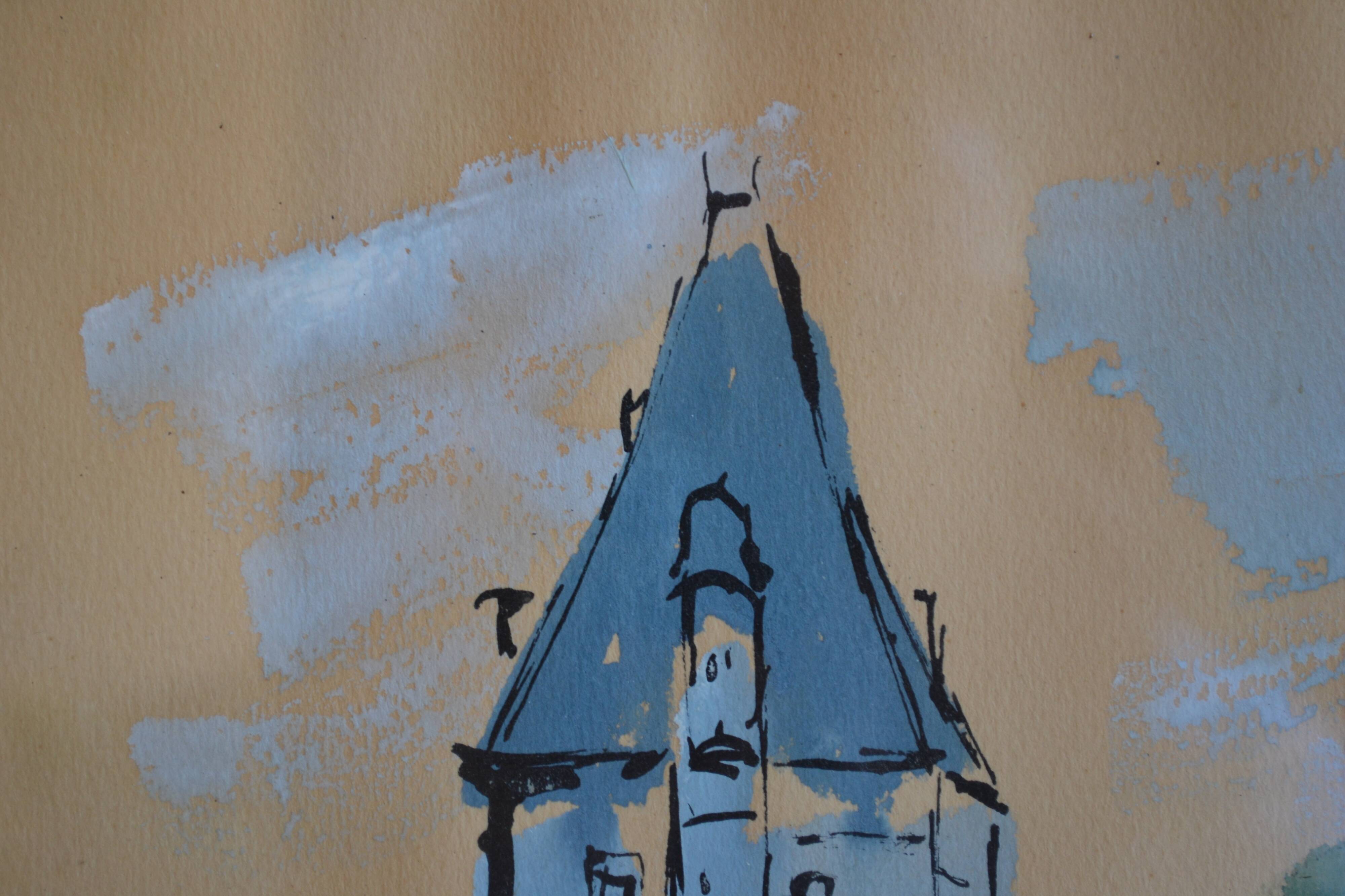 Paris the quai des orfèvres and the pont saint michel painting framed under glass