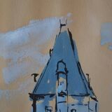 Paris the quai des orfèvres and the pont saint michel painting framed under glass