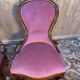 Pair of Louis Philippe armchairs in walnut and pink velvet.