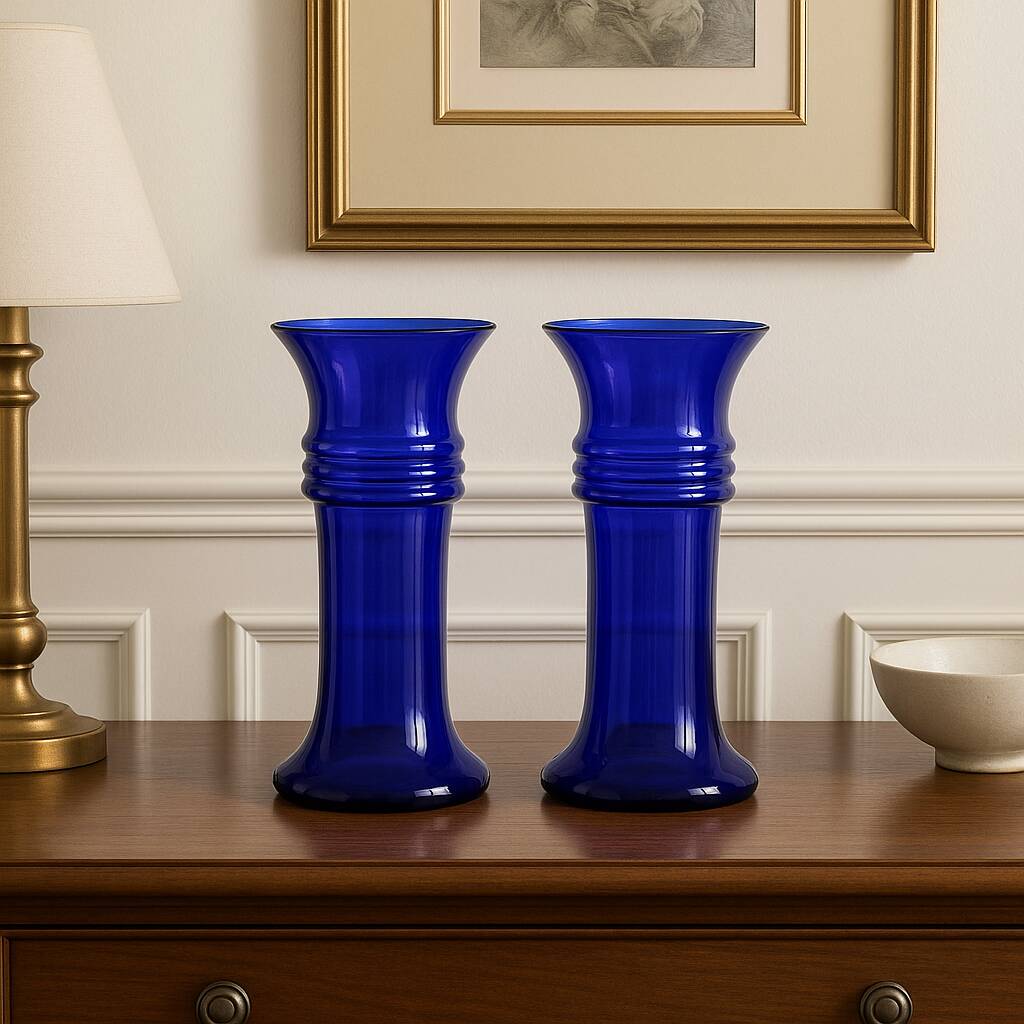 Pair of Holmegaard cobalt blue vases – Scandinavian design – Michael Bang