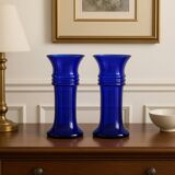 Pair of Holmegaard cobalt blue vases – Scandinavian design – Michael Bang