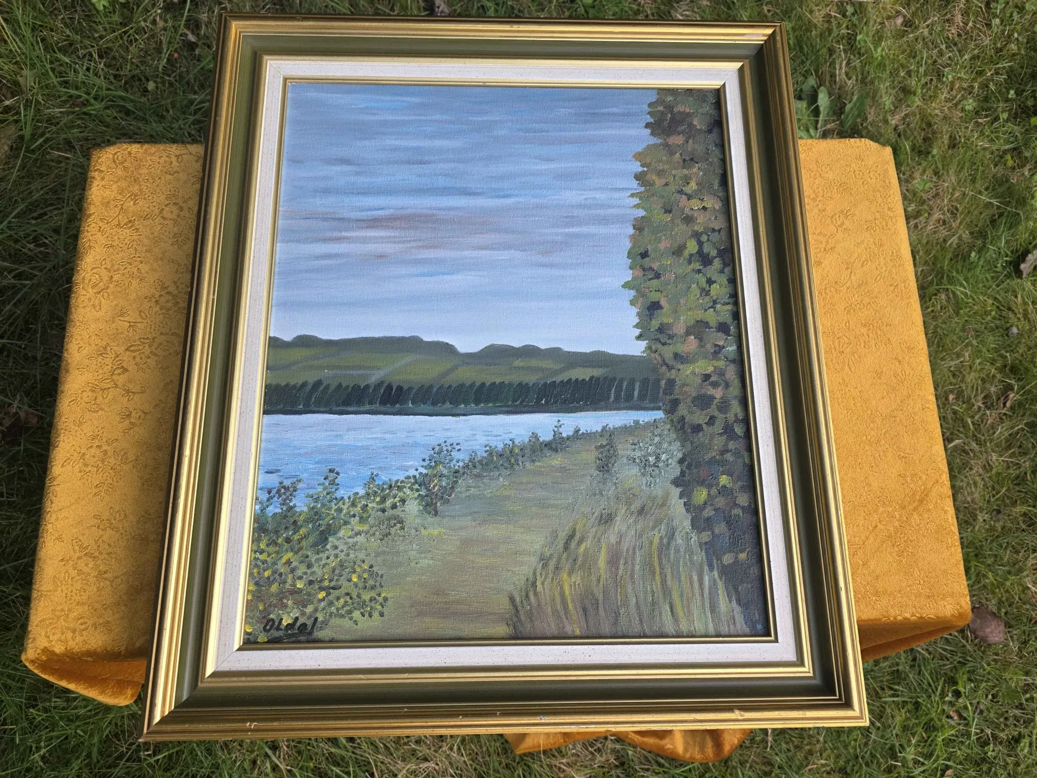 Peinture à l'huile du paysage de la Seine en France