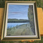 Peinture à l'huile du paysage de la Seine en France