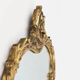 Miroir ovale belge du 20e siècle avec cadre doré de style Louis XV