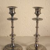 Pair of candlesticks in silver metal