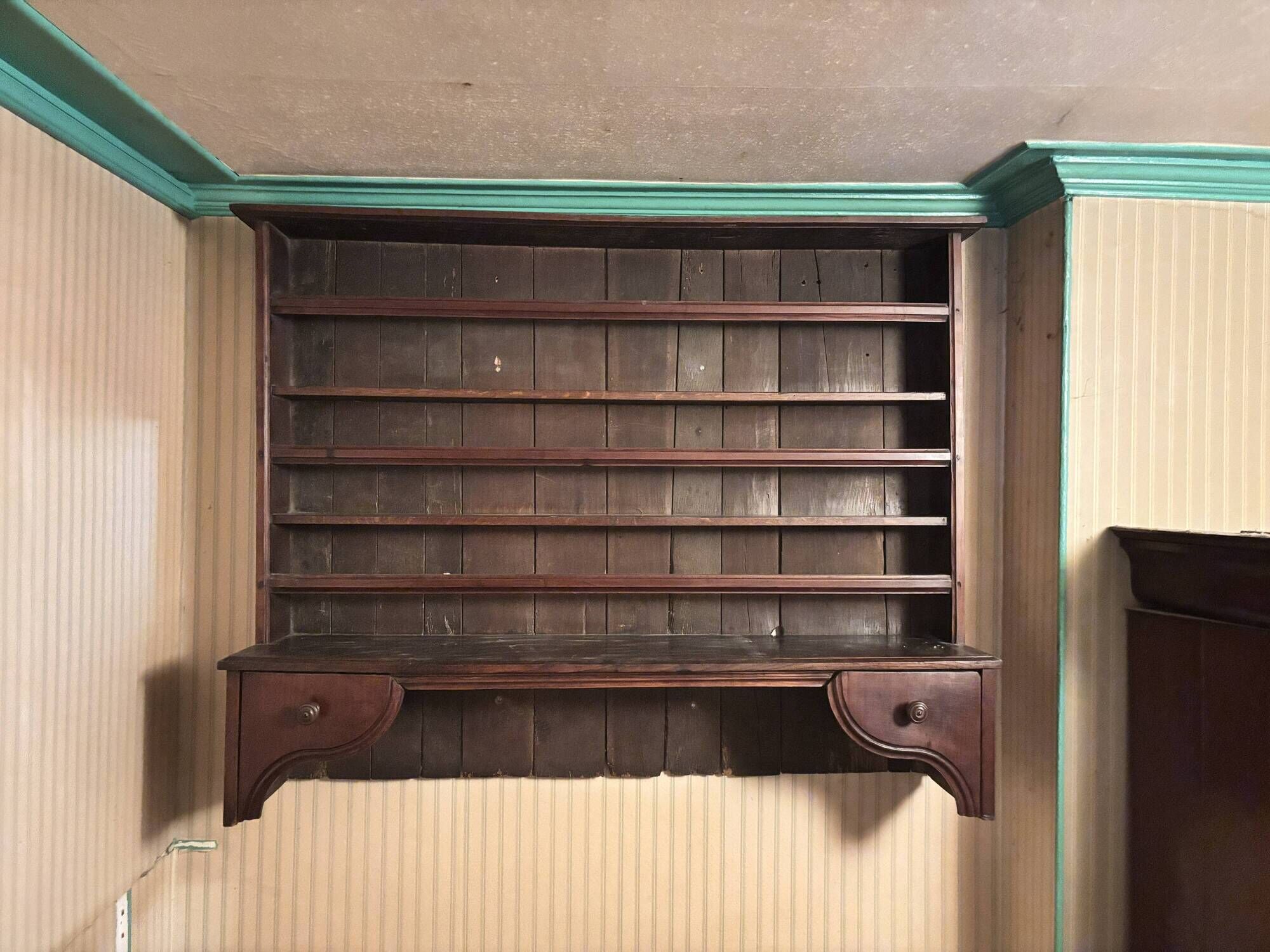 Wall-mounted cabinet with drawers from the 19th century, very beautiful patina.