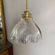 Vintage glass holophane pendant light