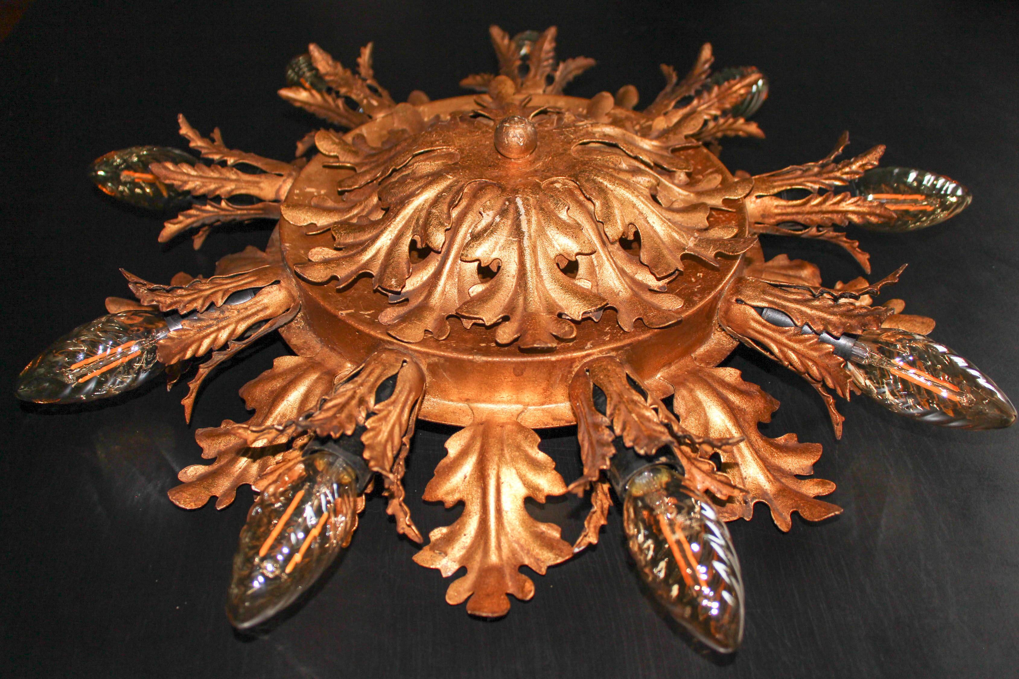 Set of 2 Large Florentine Chandelier Ceiling Lamps  by Banci Firenze Italy Regency Hollywood Style