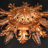 Set of 2 Large Florentine Chandelier Ceiling Lamps  by Banci Firenze Italy Regency Hollywood Style
