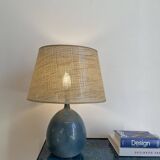 Blue enameled ceramic lamp by Roland Zobel, Les Cyclades workshop