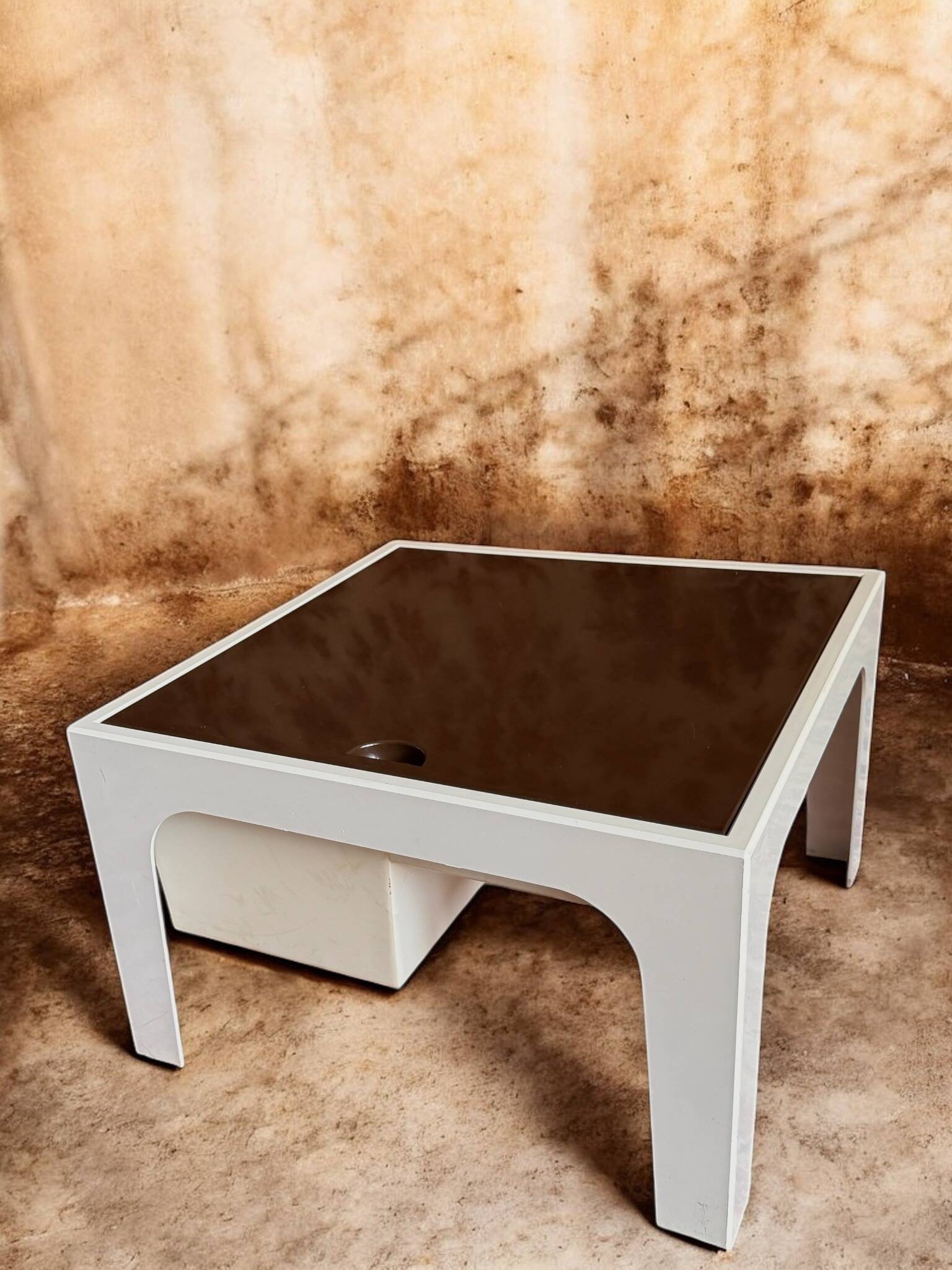 Space-Age 70s White ABS Coffee Table — Storage Chest