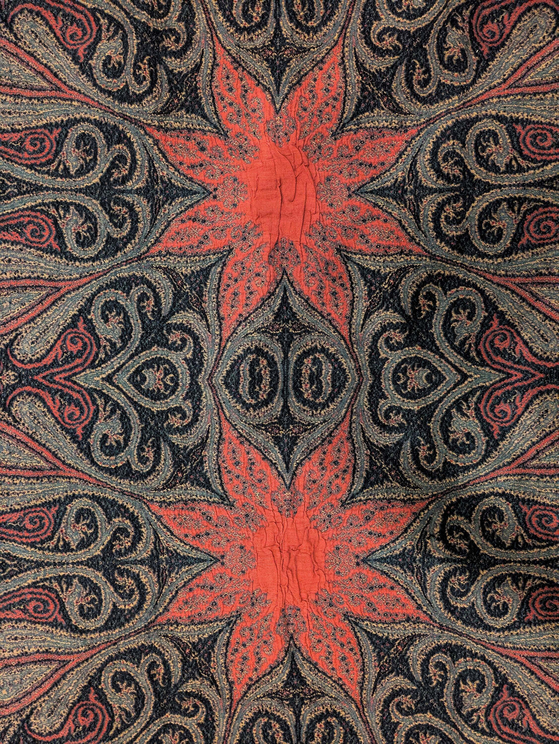 Wool Jacquard plaid with Jamawar design 173 × 109 cm