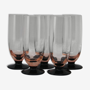 Lot of 5 pink and black champagne flutes