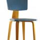 Vintage set of two Cor Alons chairs – bent plywood & blue and cream skai upholstery – 1950s Dutch design