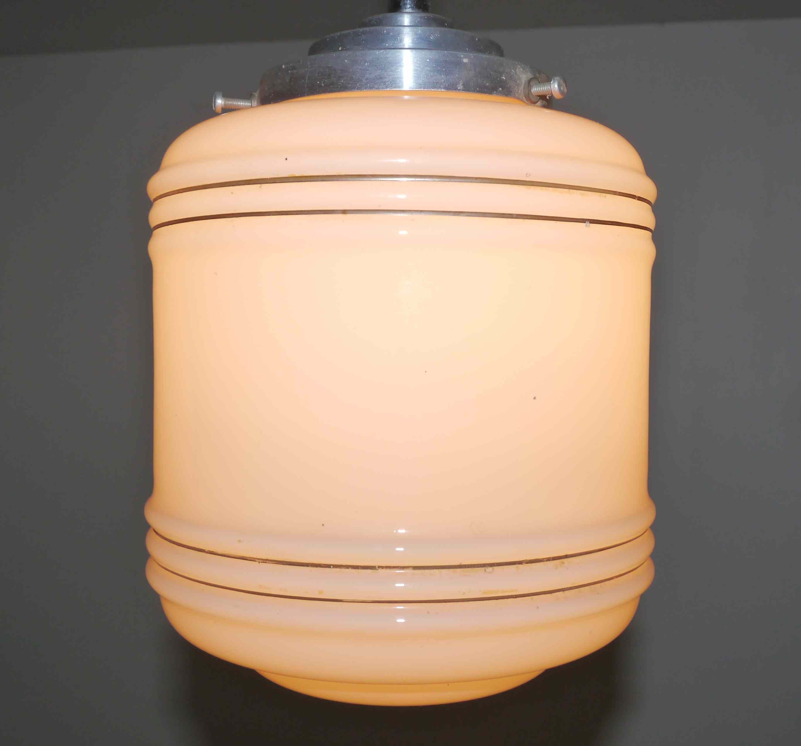 Suspension chandelier metal and opaline (Deutschland) art deco
