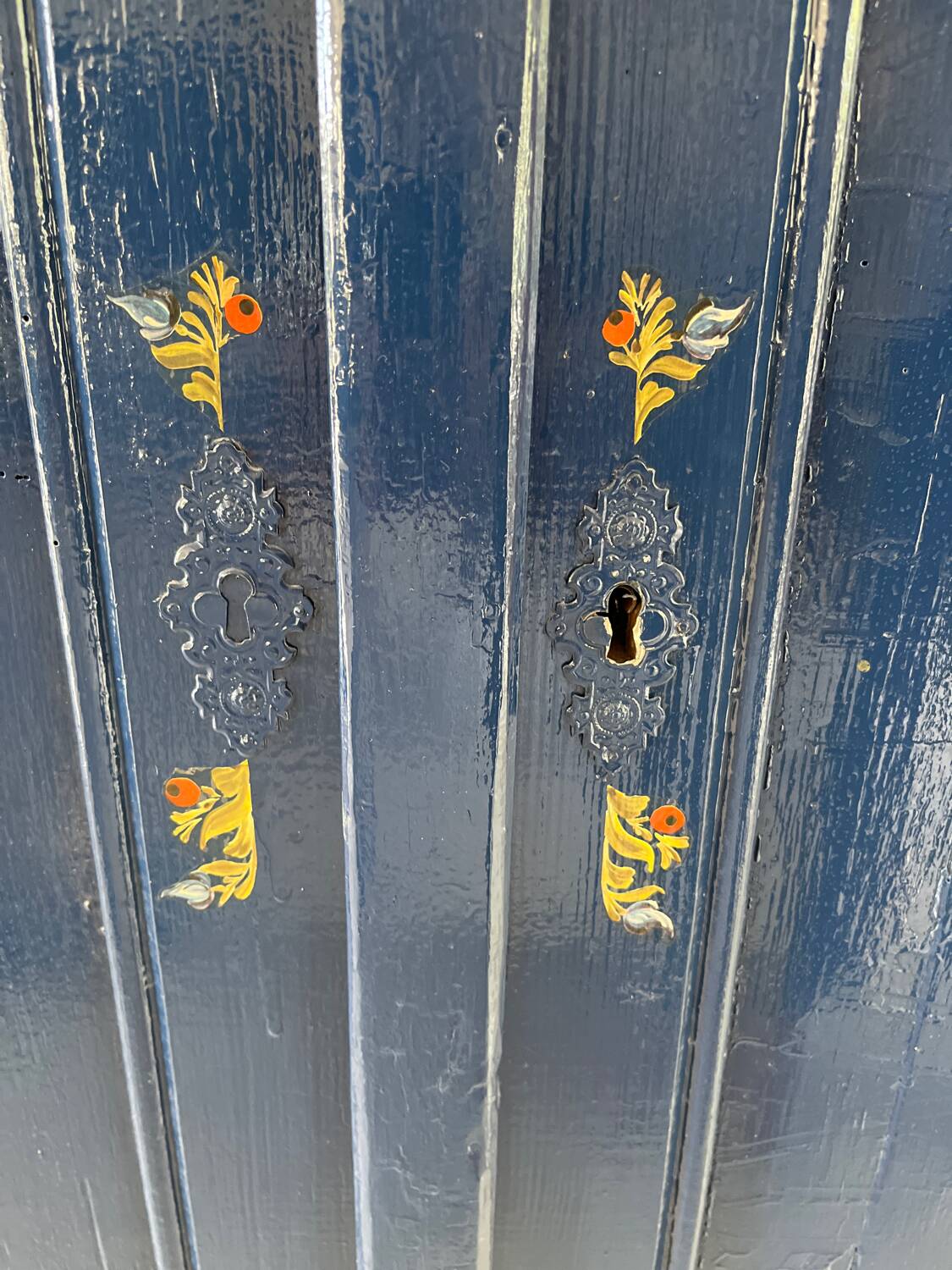 Old Parisian wardrobe painted in midnight blue