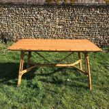 Vintage 1960 rattan table