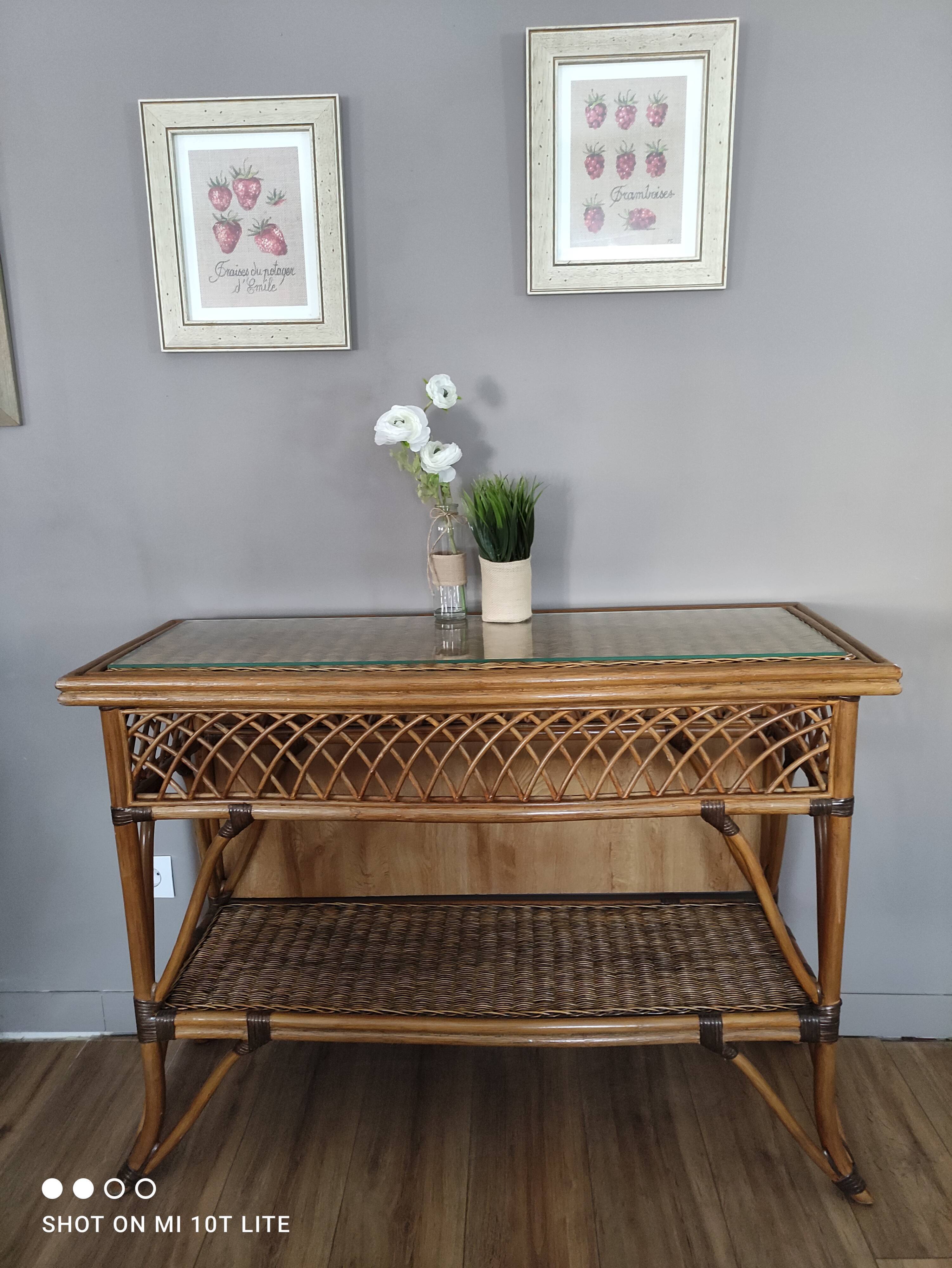 Vintage rattan console