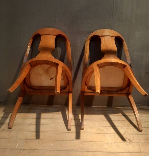 Paire de chaise gondole en bois clair